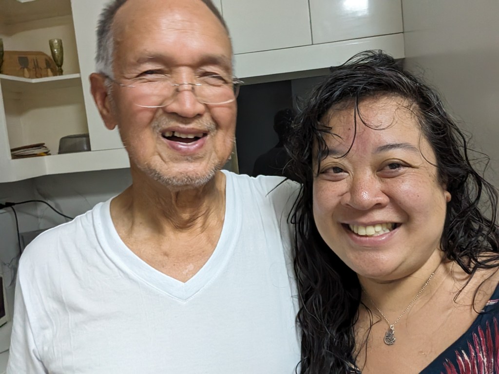 Dad's Birthday Picture in Santa Rita! Right after midnight :)