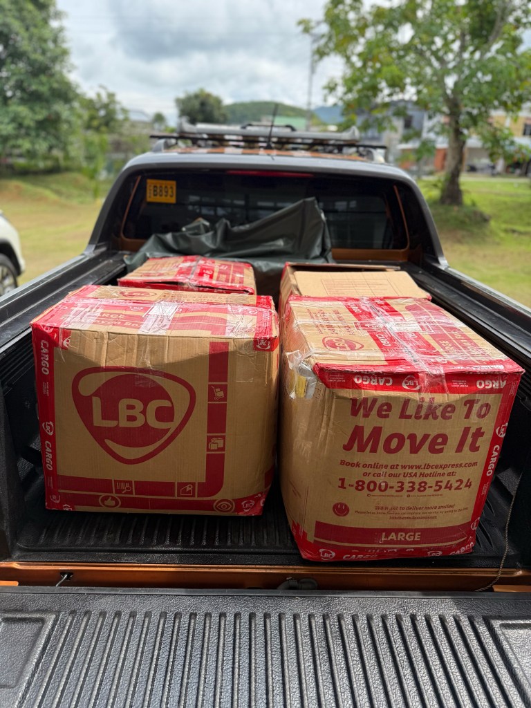 Cargo boxes filled with food support bags!